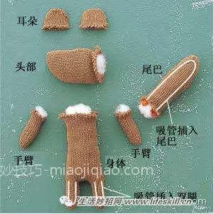 巧用旧手套制作花栗鼠