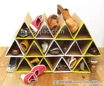 用废旧纸箱板改鞋架