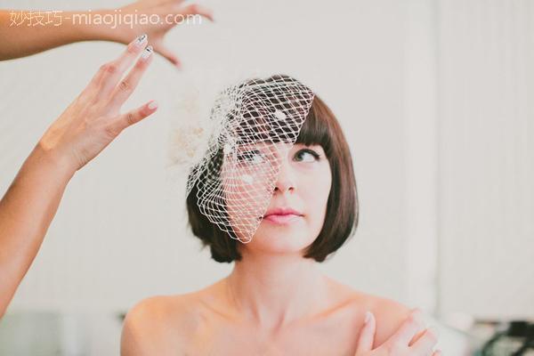 新娘短头发婚纱照图片 短发新娘造型图片2017